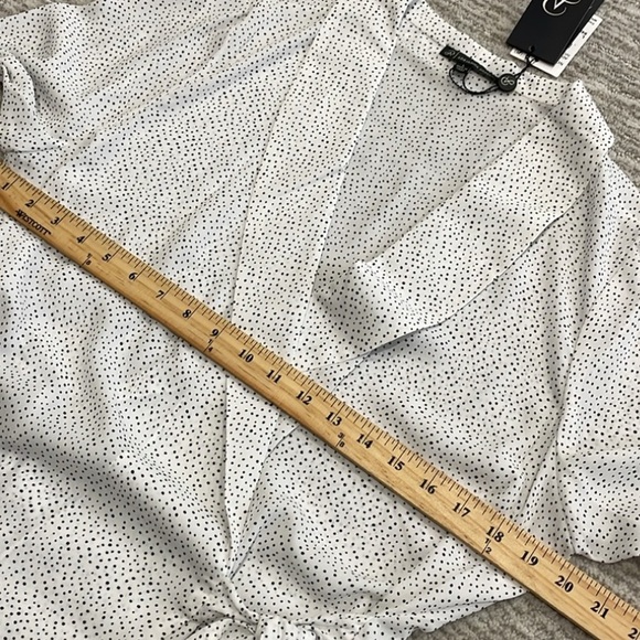Adrianna Papell Polka Dot Long Sleeve Blouse Bundle Size Large Shawl Collar Wrap - Picture 13 of 15